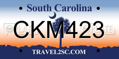 CKM423 South Carolina License Plate