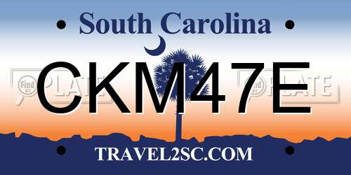 CKM47E South Carolina License Plate