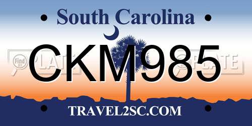 CKM985 South Carolina License Plate