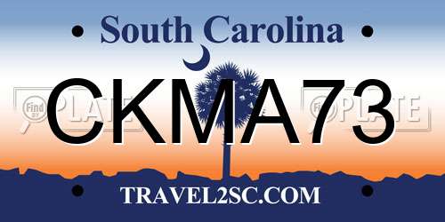 CKMA73 South Carolina License Plate