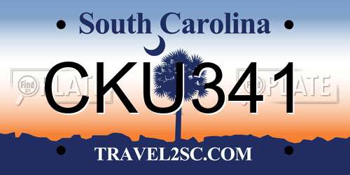 CKU341 South Carolina License Plate