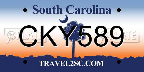 CKY589 South Carolina License Plate
