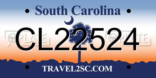 CL22524 South Carolina License Plate