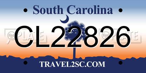CL22826 South Carolina License Plate