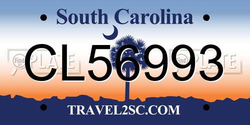 CL56993 South Carolina License Plate