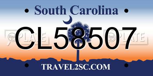 CL58507 South Carolina License Plate
