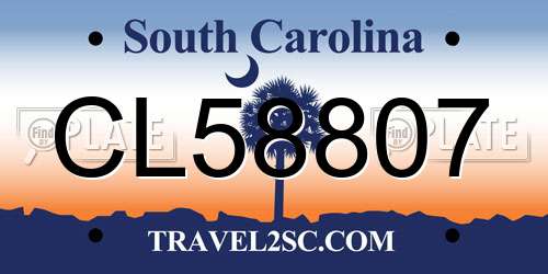 CL58807 South Carolina License Plate