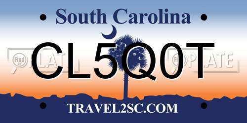 CL5Q0T South Carolina License Plate