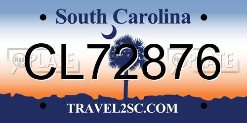CL72876 South Carolina License Plate
