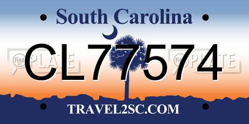 CL77574 South Carolina License Plate