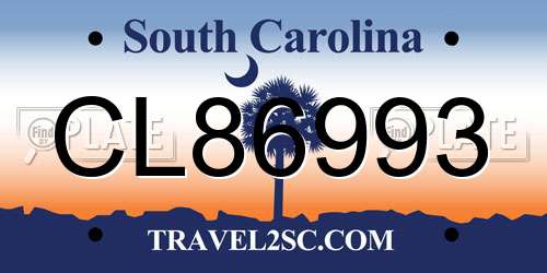 CL86993 South Carolina License Plate