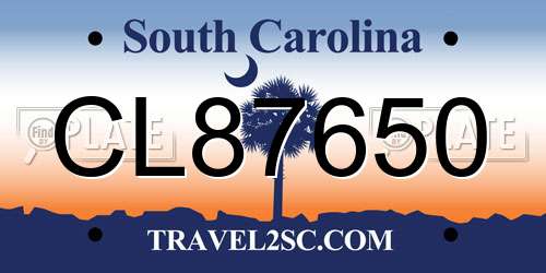 CL87650 South Carolina License Plate
