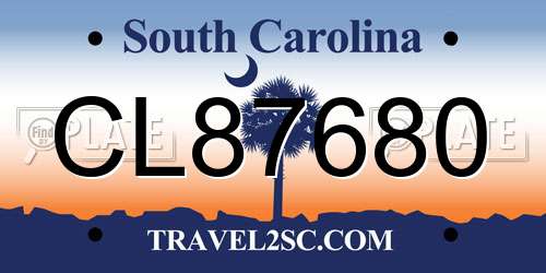 CL87680 South Carolina License Plate