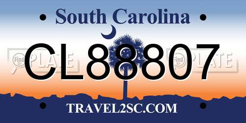 CL88807 South Carolina License Plate
