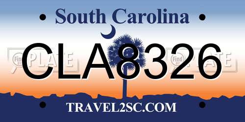 CLA8326 South Carolina License Plate