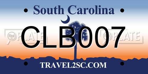 CLB007 South Carolina License Plate