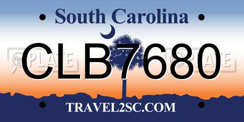 CLB7680 South Carolina License Plate