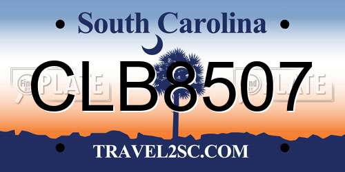 CLB8507 South Carolina License Plate