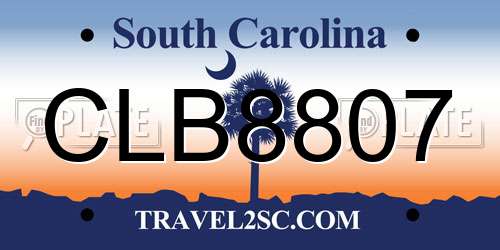 CLB8807 South Carolina License Plate