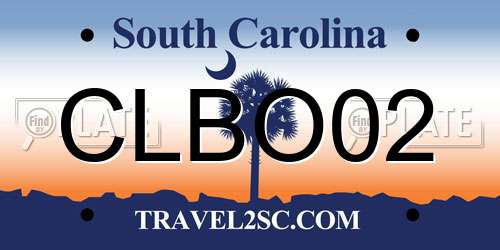 CLBO02 South Carolina License Plate