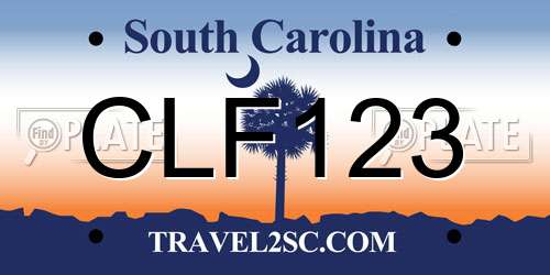 CLF123 South Carolina License Plate