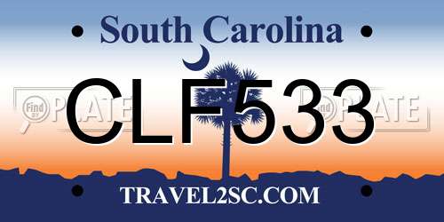 CLF533 South Carolina License Plate