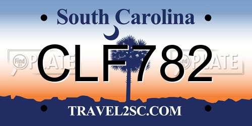 CLF782 South Carolina License Plate