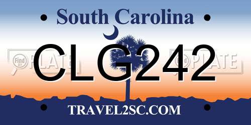 CLG242 South Carolina License Plate