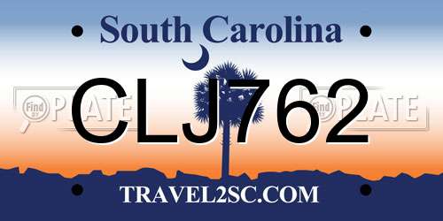 CLJ762 South Carolina License Plate
