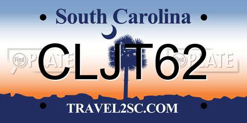 CLJT62 South Carolina License Plate