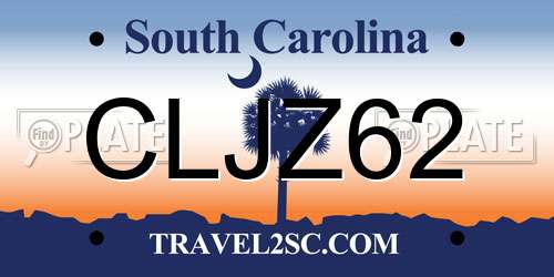 CLJZ62 South Carolina License Plate
