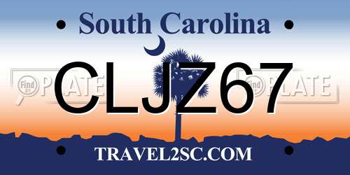 CLJZ67 South Carolina License Plate