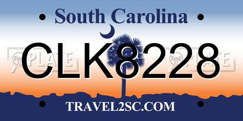 CLK8228 South Carolina License Plate
