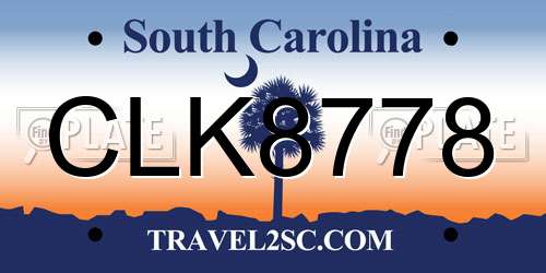 CLK8778 South Carolina License Plate