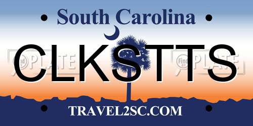 CLKSTTS South Carolina License Plate