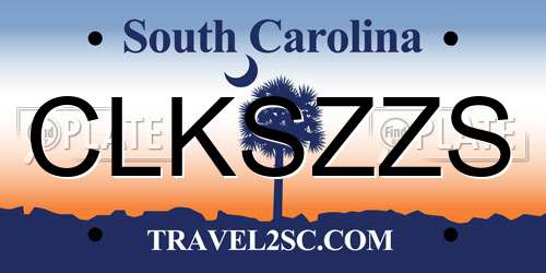CLKSZZS South Carolina License Plate