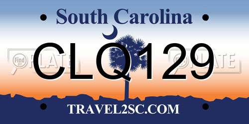 CLQ129 South Carolina License Plate