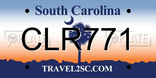 CLR771 South Carolina License Plate