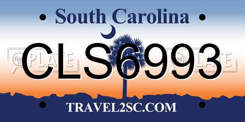 CLS6993 South Carolina License Plate