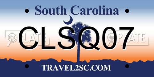 CLSQ07 South Carolina License Plate