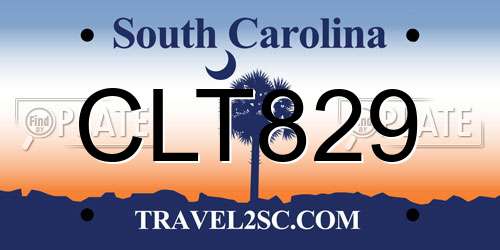 CLT829 South Carolina License Plate