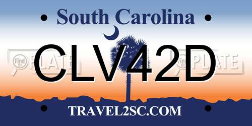 CLV42D South Carolina License Plate