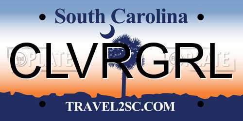 CLVRGRL South Carolina License Plate