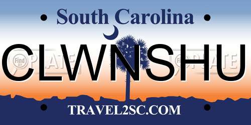 CLWNSHU South Carolina License Plate