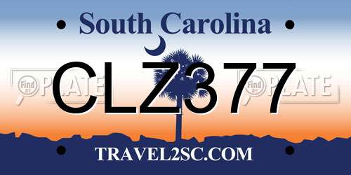 CLZ377 South Carolina License Plate