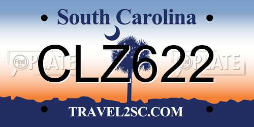 CLZ622 South Carolina License Plate