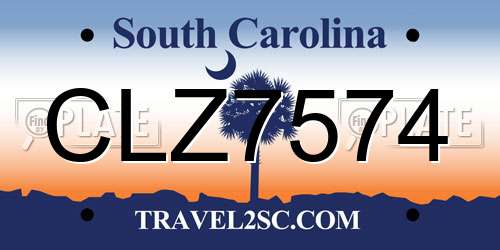 CLZ7574 South Carolina License Plate