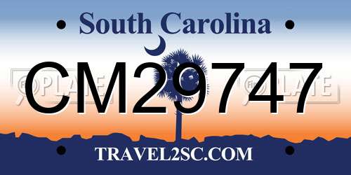 CM29747 South Carolina License Plate
