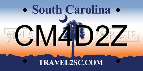 CM4D2Z South Carolina License Plate