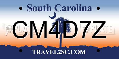 CM4D7Z South Carolina License Plate